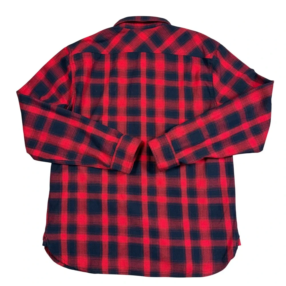 Levis Mens XL Buffalo Plaid Flannel Shirt Red Black Long Sleeve‎ 3LDLW10951